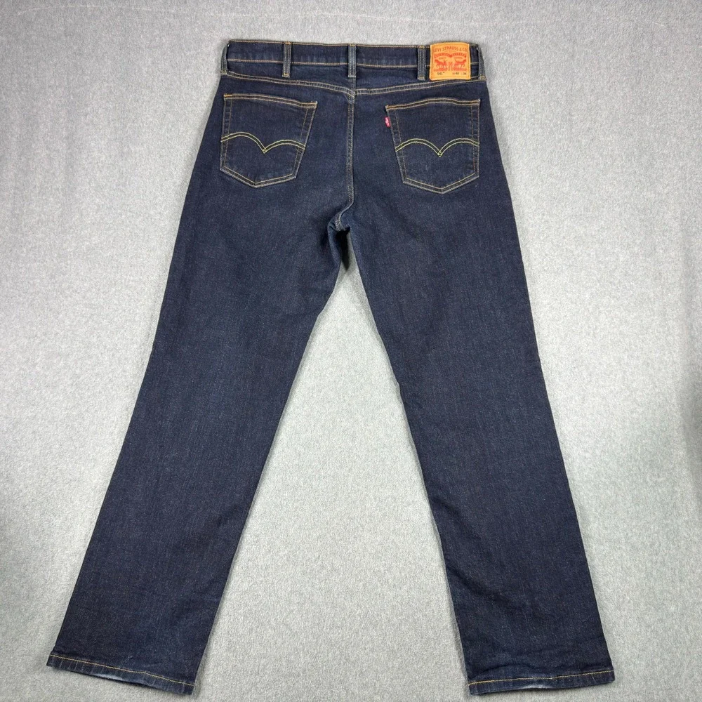 Levis 541 Jeans Mens 40x34 Fits 40x32 Athletic Fit Taper Stretch Denim Dark Wash